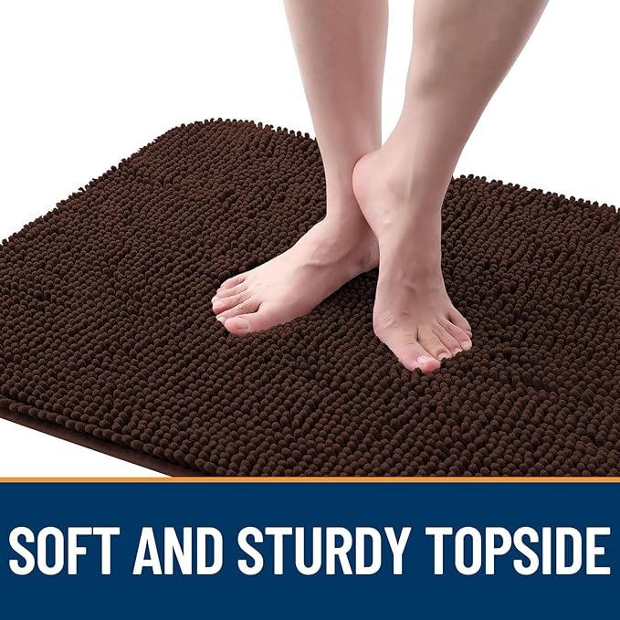 OLANLY Dog Door Mat for Muddy Paws 44x24, Absorbs Moisture and Dirt, Absorbent Non-Slip Washable Doormat, Quick Dry Chenille Mud Mat for Dogs, Entry Indoor Entryway Carpet for Inside Floor, Brown