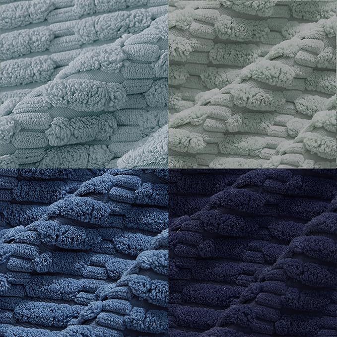 Fancy Homi Set of 4 Blue Boho Decorative Throw Pillow Covers 22x22 Inch for Couch Bed Sofa, Aesthetic Modern Bohemian Room Decor, Soft Fuzzy Cozy Corduroy Textured Coastal Blue Cushion Case 55x55cm