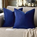 GIGIZAZA Blue Throw Pillow Covers 24x24, Pack of 2 Velvet Couch Pillows Living Room Decorative Square Cushion Cases Home Decor Bedroom Super Soft Throw Pillowcases
