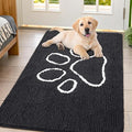 Smiry Dog Door Mat for Muddy Paws, Absorbent Dirt Trapper Non Slip Quick Dry Washable Chenille Mat for Mud Dogs, Entry Rug for Indoor and Outdoor (44x32 Inches, Black and White)