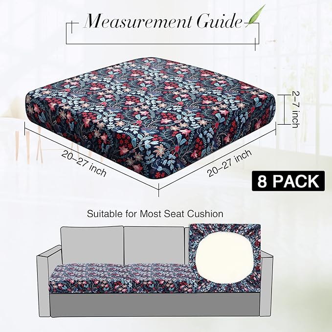 Newwiee 8Pcs Patio Cushion Covers Stretch Outdoor Cushion Cover Replacement for Patio Furniture Sofa Couch Slipcovers, Soft Flexibility Washable Furniture Protector(Paisley,Retro Color)