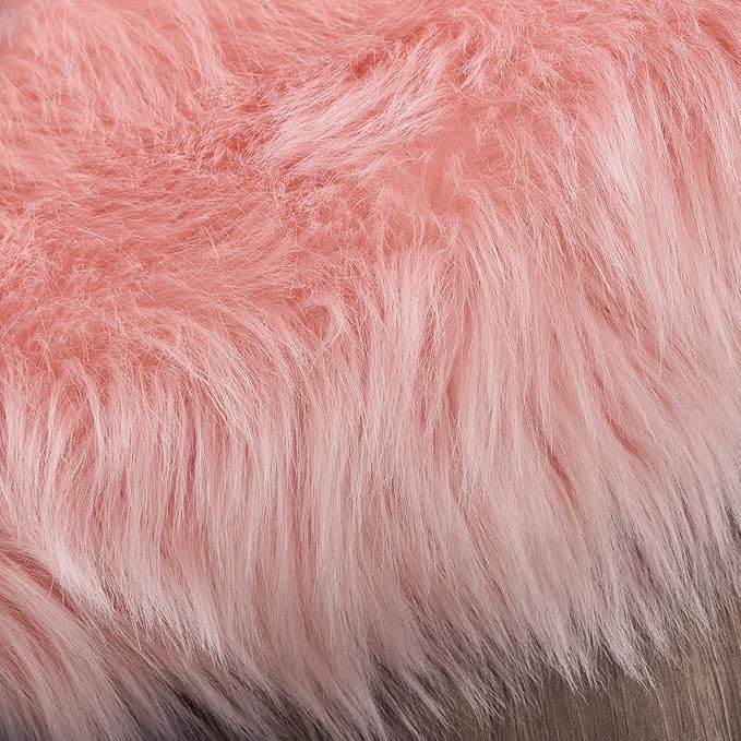 Latepis Pink 2x3 Faux Fur Rug for Bedroom Decor for Teen Girls Throw Fuzzy Fluffy Furry Sheepskin Rug for Sofa Cushion Luxury Home Décor Rectangle