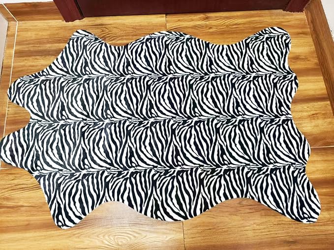Faux Fur Zebra Animal Print Rug Perfect Throw Area Rug Carpet Floor Mat for Office/Kids Room/Under Tables/Smaller Area 3.6x2.3 feet