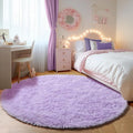 ONASAR Light Purple Round Area Rugs 5ft, Soft Bedroom Circle Rug Floor Mats for Kids Girls Teen, Cute Fluffy Plush Shaggy Carpet for Nursery Dorm Living Room Playroom Home Decor Princess Castle