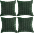 Fancy Homi 4 Packs Hunter Green Decorative Throw Pillow Covers 18x18 Inch for Couch Bed Sofa, Forest Green Boho Home Decor, Soft Plush Corduroy Cute Emerald Green Square Cushion Case 45x45 cm