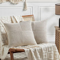 Fancy Homi 2 Packs Neutral Taupe Decorative Throw Pillow Covers 20x20 Inch for Living Room Couch Bed Sofa, Farmhouse Boho Home Decor, Soft Corss Corduroy Patchwork Accent Square Cushion Case 50x50 cm