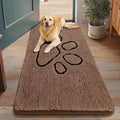 Smiry Dog Door Mat for Muddy Paws, Absorbent Dirt Trapper Non Slip Quick Dry Washable Chenille Mat for Mud Dogs, Entry Rug for Indoor and Outdoor (48x30 Inches, Coffee and Black)