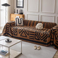 HANDONTIME Boho Geometric Couch Covers for Sofa Pet Friendly Brown and Black Sofa Covers Washable Chenille Couch Blanket Cover for 2 3 Cushion Couches Pet Protector Furniture Cover Soft, 71" X 118"