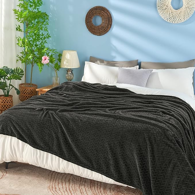 inhand Black Soft Throw Blanket for Couch, Super Soft Flannel Cozy Blankets & Throw for Adults, Plush Blankets for All Season 50×60 Inches