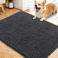 OLANLY Dog Door Mat for Muddy Paws 40x32, Absorbs Moisture and Dirt, Absorbent Non-Slip Washable Doormat, Quick Dry Chenille Mud Mat for Dogs, Entry Indoor Entryway Carpet for Inside Floor, Dark Grey