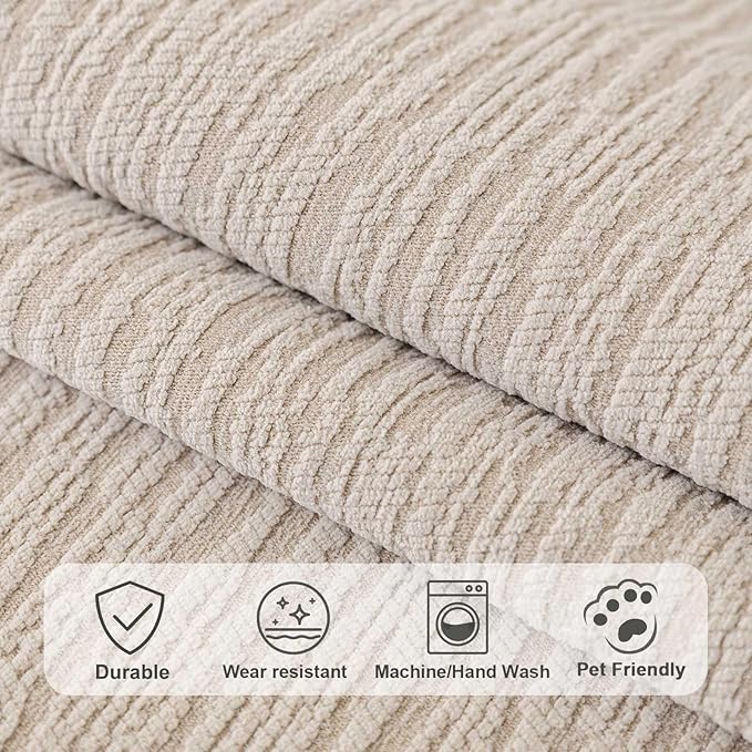 Soft Waterproof Chenille Cover Washable, Non Slip Sectional Sofa Covers for 3 Cushion Couch Sofa L Sharped Sofa Slipcover for Pets, Furniture Protector (1 PCS 36"x82" Coffee)