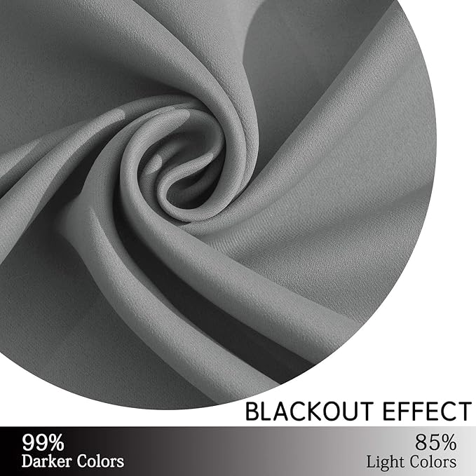 Yakamok Grommet Room Darkening Thermal Insulated Blackout Curtains Window Panels for Bedroom Width 52 Inch by Length 54 Inch Grey Two Curtain Panels