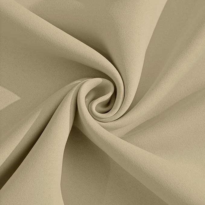 Yakamok Thermal Insulated Grommet Blackout Draperies/Drapes for Bedroom Window,Room Darkening Curtain Panels (2 Panels, W52 x L108 -Inch, Beige)