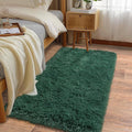 Soft Runner Rugs for Bedroom Hallways New Upgraded Non-Slip Bottom, 2x4 Green Fluffy Shag Throw Area Rug for Bedside Dorm, Long Shaggy Furry Carpet for Nursery Living Room