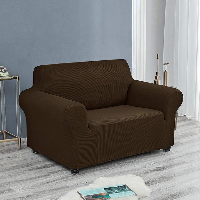 Joccun Stretch Chair Couch Cover,1-Piece Sofa Slipcover Spandex Jacquard Fabric Sofa Covers with Elastic Bottom,Washable Furniture Protector for Dogs, Cats, Kids (Armchair,Seal Brown)