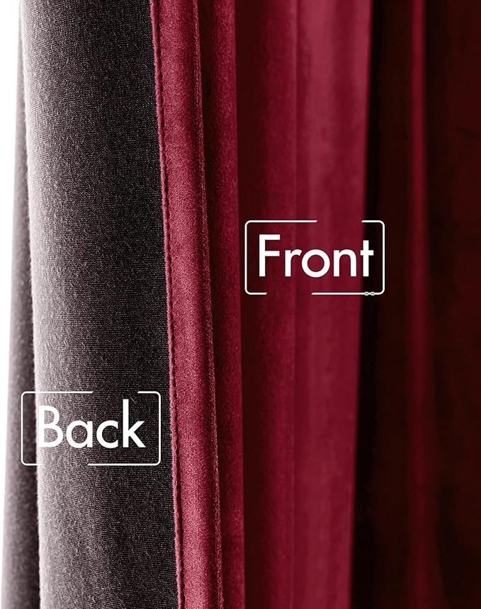 MIULEE Velvet Curtains 84 inches 2 Panels - Luxury Blackout Curtains for Bedroom Living Room Thermal Insulated Super Soft Christmas Window Drapes Rod Pocket & Back Tab, Burgundy Red, W52 x L84 inches