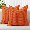 MIULEE Pack of 2 Orange Corduroy Decorative Pillow Covers 16x16 Inch Soft Boho Striped Throw Pillow Covers Modern Farmhouse Home Decor for Halloween Thanksgiving Summer Sofa Living Room Couch Bed