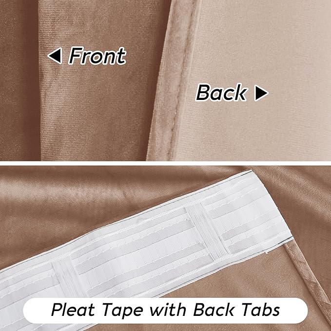 RYB HOME Blush Velvet Curtains 72 inches with Hook Belt, Soft Fabric Room Darkening Thermal Insulated Luxurious Home Decor Curtains for Living Room Bedroom, W 52" x L 72", 2 Panels Set