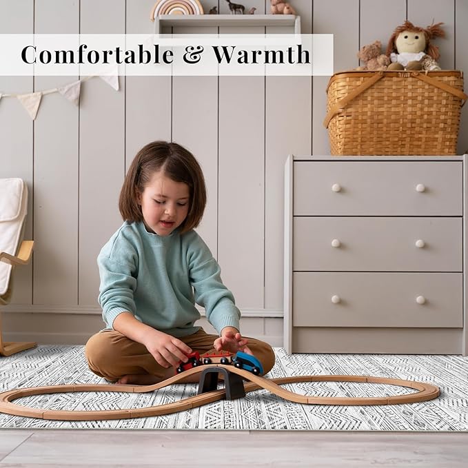 Ksrau 2x5 Hallway Runner Rug - Moroccan Non Slip Long Rug for Entryway Soft Low-Pile Washable Neutral Rugs for Kitchen Small Waterproof Indoor Floor Carpet for Bedroom Bathroom Laundry 2x5 Grey