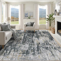 XLUEZ 8x10 Area Rugs for Living Room, Washable Modern Abstract Large Area Rug Neutral Soft Non Slip Kids Rug Stain Resistant Indoor Carpet for Bedroom Nursery Dining Room Office(BlackGreyGold, 8'x10')