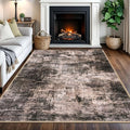 IOHOUZE Abstract Area Rugs 5x7 Ft Washable Rugs for Living Room, Non Slip Dining Room Rug, Printed Faux Wool Rugs for Bedroom, Floor Carpet for Kitchen Nursery Playroom, Brown/Rust