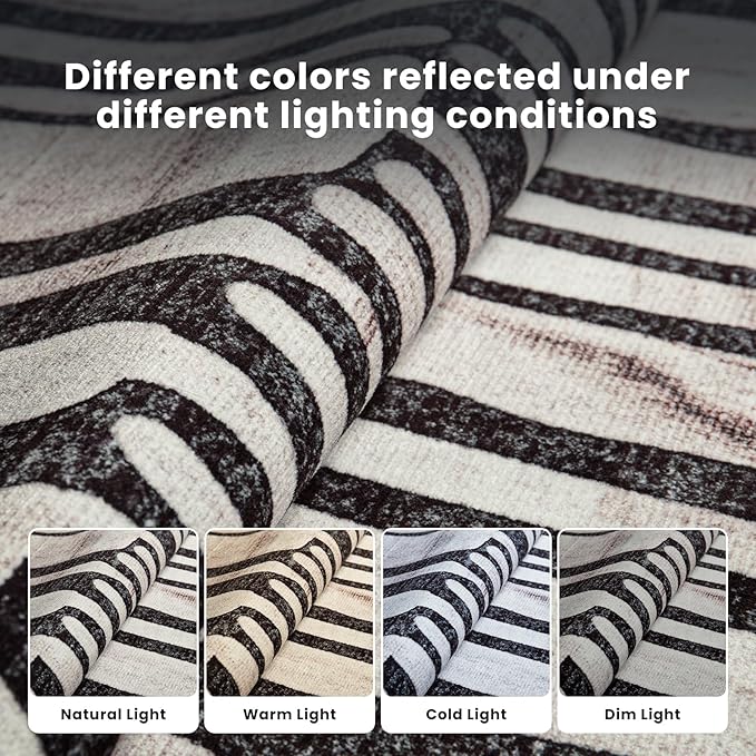 Washable Rugs 8x10 Area Rugs for Living Room- Modern Abstract Rugs for Bedroom,Dining Room, Large Soft Low Pile Carpet with Non Slip Rubber Backing,Neutral Accent Rug for Nursery Home Office