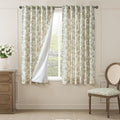 jinchan Lined Linen Floral Curtains for Living Room, 63 Inch Length Printed Flower Farmhouse Patterned French Country Back Tab Green Window Drapes Set Privacy Bedroom Curtains, 2 Panels