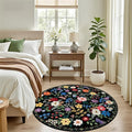 Round Area Rug for Living Room – 4ft, Black