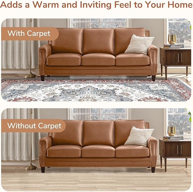 OPPODREAM Soft Entryway Rug 2x6, 2x6 Rug Runner, Washable Hallways Carpet 2 x 6 with Non Slip Backing, Low-Pile Bedside Carpet 2 x 6, Long, Faux Cashmere, Red & Grey