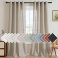 H.VERSAILTEX Living Room Linen Curtains - Semi Sheer, Nickel Grommet Energy Saving Light Filtering Window Treatments Panels for Bedroom, Oatmeal, 2 Panels, 52 x 96 Inch