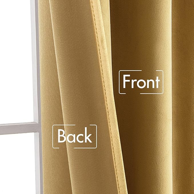 MIULEE Velvet Curtains 84 inches - Luxury Curtains for Bedroom Living Room Room Darkening Thermal Insulated Super Soft Window Drapes Rod Pocket & Back Tab, Golden, W52 x L84 inches, 2 Panels