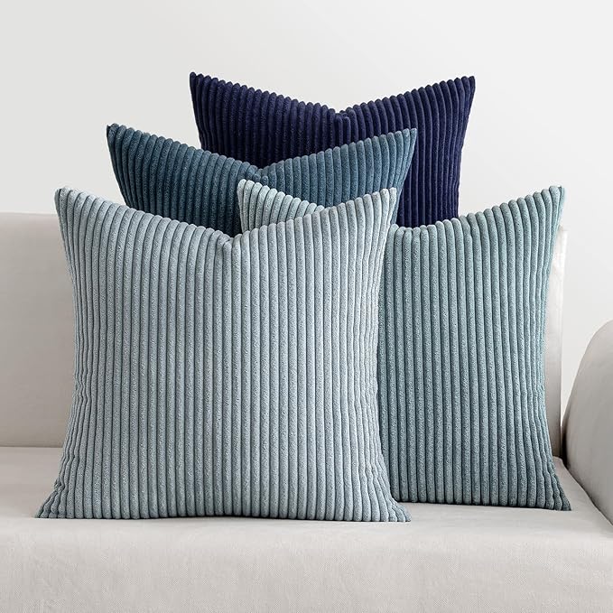MIULEE Summer Throw Pillow Covers 24x24 Inch Set of 4 Western Neutral Decorative Cushion Covers Soft Boho Farmhouse Modern Coastal Spring Decor for Couch Bed Sofa Living Room Dark Blue Navy Series