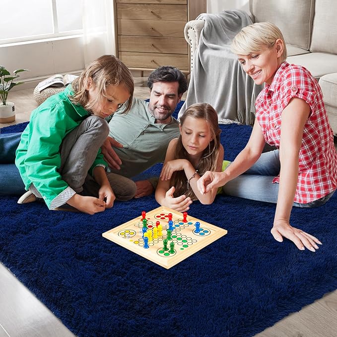 Shag Area Rugs for Bedroom Living Room,Ultra Soft Fluffy Area Rugs for Dorm,Indoor Carpet Nursery Rugs for Kids Girls Room Home Decor (Blue, 9X12 Feet)