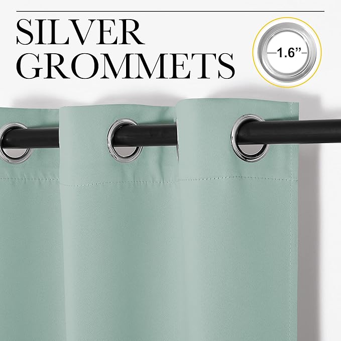 NICETOWN Modern Blackout Curtains Noise Reducing, Seafoam, 2 Panels, W42 x L54, Thermal Insulated and Privacy Room Darkening Drape Panels for Boy's Guest Room Door Small Short Window