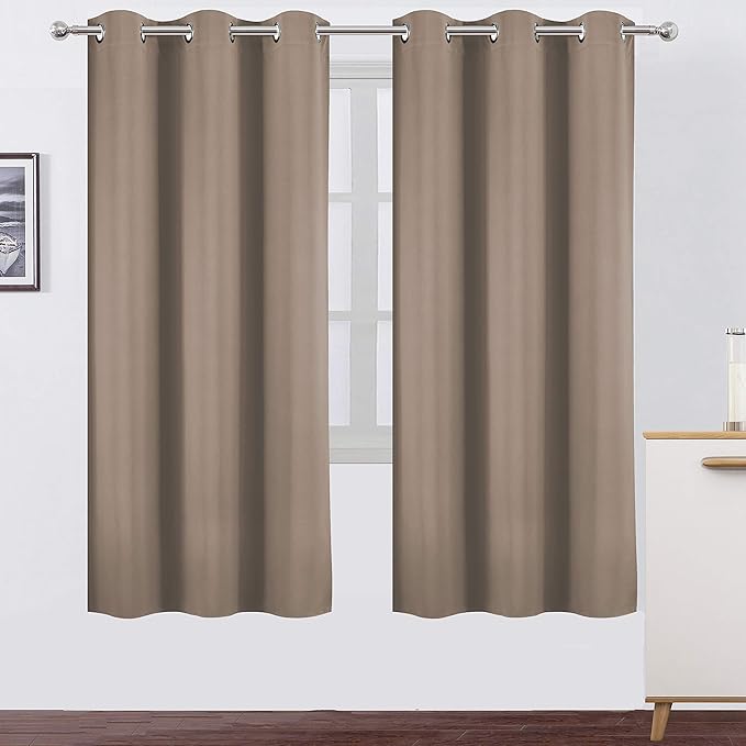 LEMOMO Cappuccino Thermal Blackout Curtains/42 x 72 Inch/Set of 2 Panels Room Darkening Curtains for Bedroom