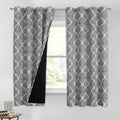 Beauoop 100% Blackout Curtains 45 Inches Long 2 Panels for Bedroom Living Room Grey Moroccan Geo Room Darkening Thermal Insulated Soundproof Grommet Top Window Treatments Drapes, 50x45 Set of 2