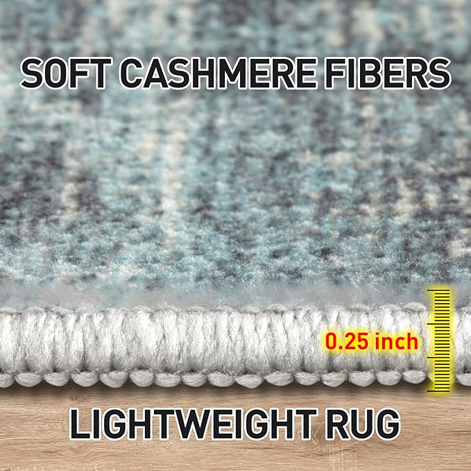 4x6 Area Rugs Washable Rug: Modern Abstract Living Room Rug Soft Anti-Skid Thin Carpet Indoor Floor Non-Shedding Carpets for Bedroom Dining Room Farmhouse Nursery Home Office - Green Multi