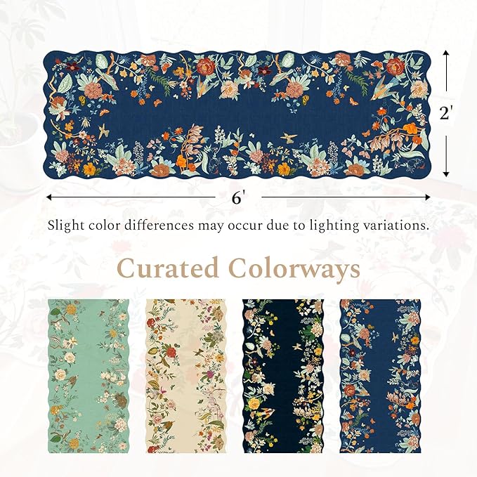 Rugflix 2x6 Runner Rug for Hallway, Washable Kitchen Runner Non Slip, Soft Low Pile Entryway Carpet, Vintage Floral Stain Resistant Long Laundry Room Rugs for Bedroom, Stairs