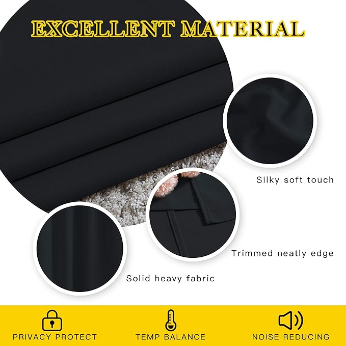 NICETOWN Black Out Bedroom Curtains 72 inches Long, Grommet Blackout Thermal Insulated Window Treatment Room Darkening for Bedroom/Home Office, 2 Panels, W37 x L72
