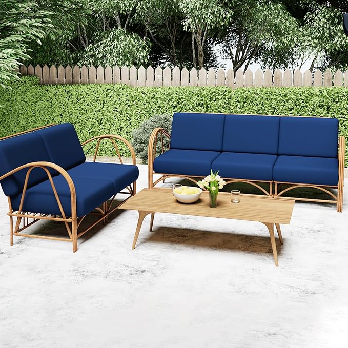 Smiry Printed Couch Cushion Covers, Stretch Soft Couch Covers for Sofa, Washable Non-Slip Sofa Slipcover Furniture Protector for Indoor and Outdoor (Backrest L, Navy)
