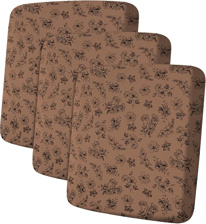 Leather Look Couch Cushion Covers Sofa Seat Slipcovers Sets Couches Furniture Protector for Sectional Armchair Loveseat Pets Kids Stretch Spandex Fabric (3 Cushion Sofa, Brown 01Flower)