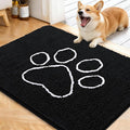 OLANLY Dog Door Mat for Muddy Paws 40x32, Paw Print Design, Absorbs Moisture and Dirt, Absorbent Non-Slip Washable Doormat, Quick Dry Chenille Mud Mat for Dogs, Entry Indoor Entryway Carpet, Black