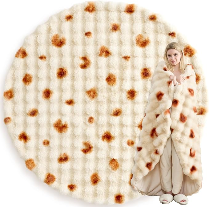 Cozy Bliss Burrito Faux Fur Throw Blanket for Couch, Fuzzy Soft Plush Thick Tortilla Bubble Blanket for Sofa Bedroom, Taco Food Blanket Funny Birthday Gift, 60 Inches