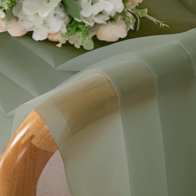 Chyhomenyc Extra Long Sage Green Voile Sheer Curtains 120 Inches Long 2 Pack, Window Drapes for Wedding Arch/Birthday Party/Hallway Window Guest Room Country House, 42Wx120L inch, 10FT L