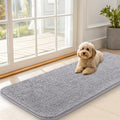 OLANLY Dog Door Mat for Muddy Paws 47x20, Absorbs Moisture and Dirt, Absorbent Non-Slip Washable Doormat, Quick Dry Chenille Mud Mat for Dogs, Entry Indoor Entryway Carpet for Inside Floor, Light Grey