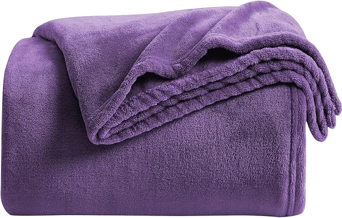 KMUSET Super Soft Throw Blanket Premium Silky Flannel Fleece Throw Size Purple Microfiber Lightweight Blanket All Season Use