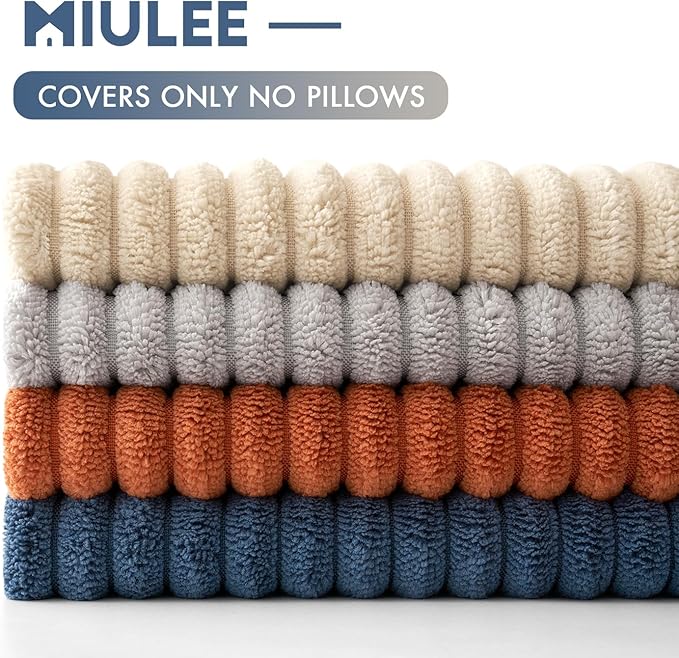 MIULEE Boho Farmhouse Throw Pillow Covers 18x18 Inch Set of 4 Summer Mordern Neutral Cushion Covers Soft Corduroy Nordic Home Decor for Couch Bed Sofa Living Room Blue-Yellow