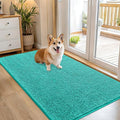 OLANLY Dog Door Mat for Muddy Paws 54x32, Absorbs Moisture and Dirt, Absorbent Non-Slip Washable Doormat, Quick Dry Chenille Mud Mat for Dogs, Entry Indoor Entryway Carpet for Inside Floor, Teal