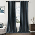 Guken Vintage Blue 100% Blackout Linen Curtains 84 Inch Length 2 Panels Set for Living Room Bedroom Back Tab/Rod Pocket Thermal Insulated Black Out Drapes Room Darkening Window Curtains