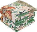 MSGKV Boho Throw Blanket for Couch Chair 100% Cotton Embroidery Floral Blanket 50"x60" Sofa Blankets for All Seasons Lightweight Farmhouse Muslin Spring Breathable Bed Blankets Home Decor